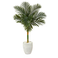 4.5’ Golden Cane Artificial Palm Tree in White Planter