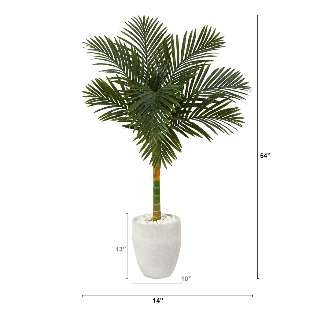 4.5’ Golden Cane Artificial Palm Tree in White Planter