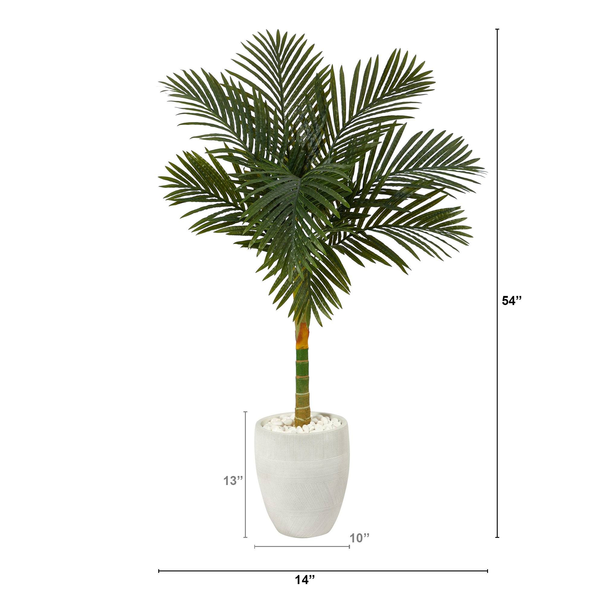 4.5’ Golden Cane Artificial Palm Tree in White Planter
