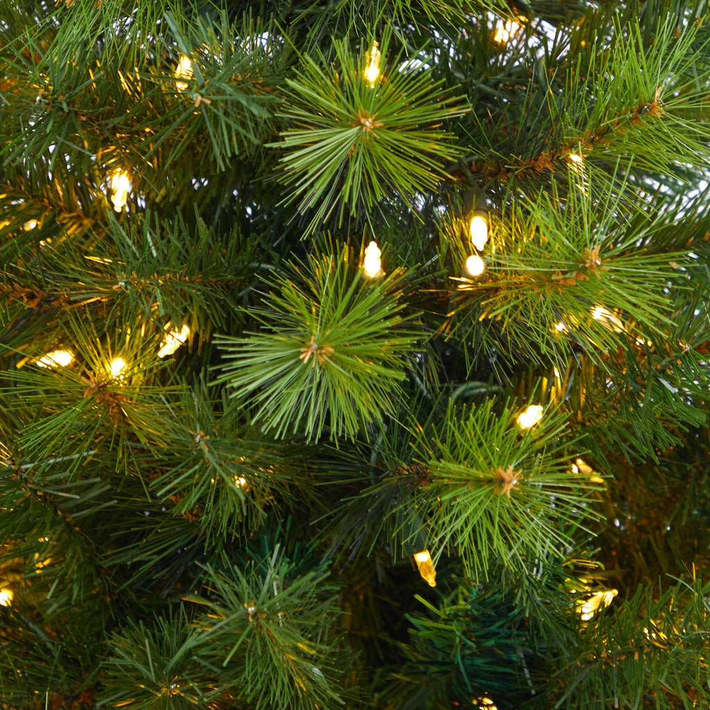 4.5’ Green Valley Pine Artificial Christmas Tree with 100 Warm White LED Lights and 201 Bendable Branches in Decorative Urn