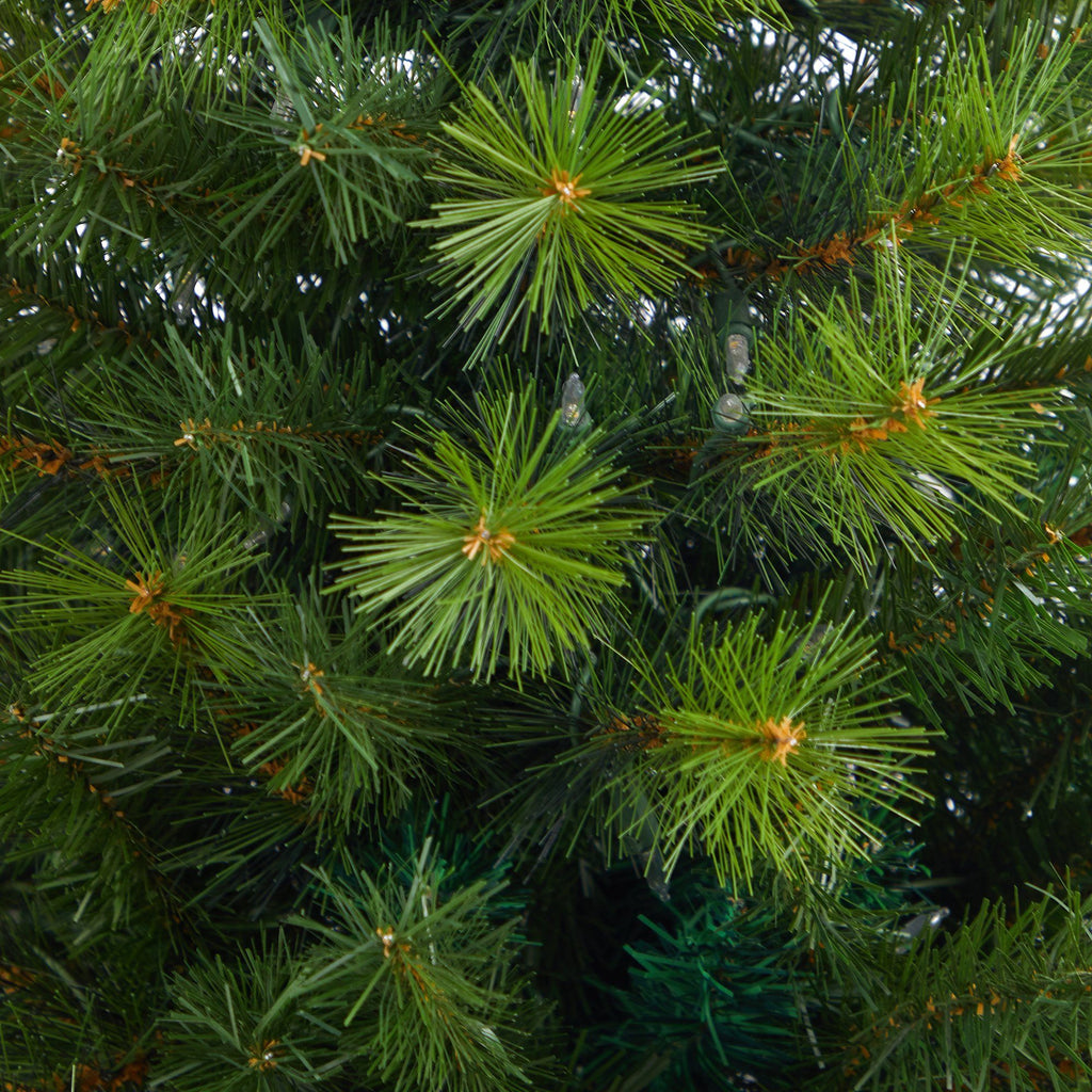 4.5’ Green Valley Pine Artificial Christmas Tree with 100 Warm White LED Lights and 201 Bendable Branches in Decorative Urn