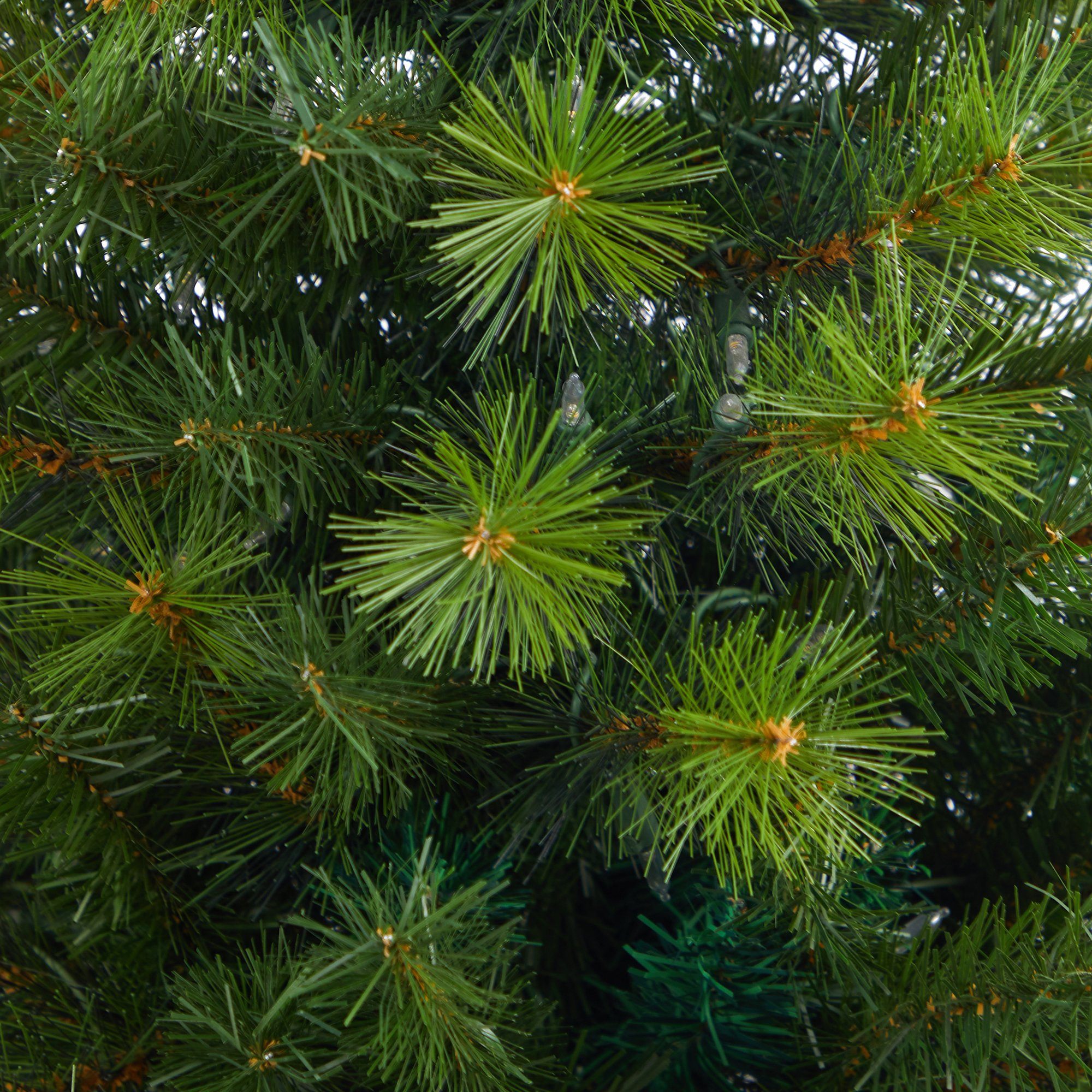 4.5’ Green Valley Pine Artificial Christmas Tree with 100 Warm White LED Lights and 201 Bendable Branches in Decorative Urn