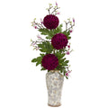 45” Magnolia and Mum Artificial Arrangement in Floral Vase