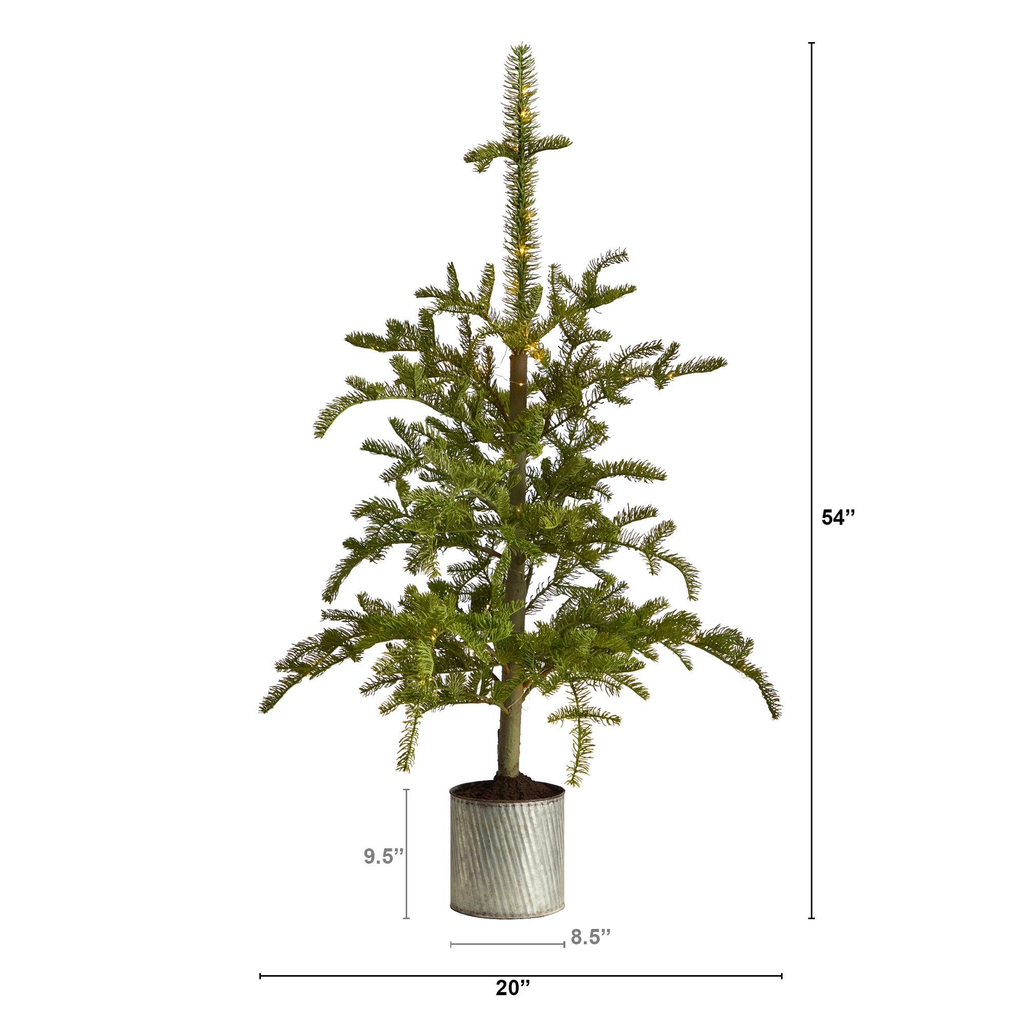 4.5’ Pre-Lit Christmas Pine Artificial Tree in Decorative Planter