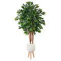 4.5’ Sakaki Artificial Tree in White Planter with Stand