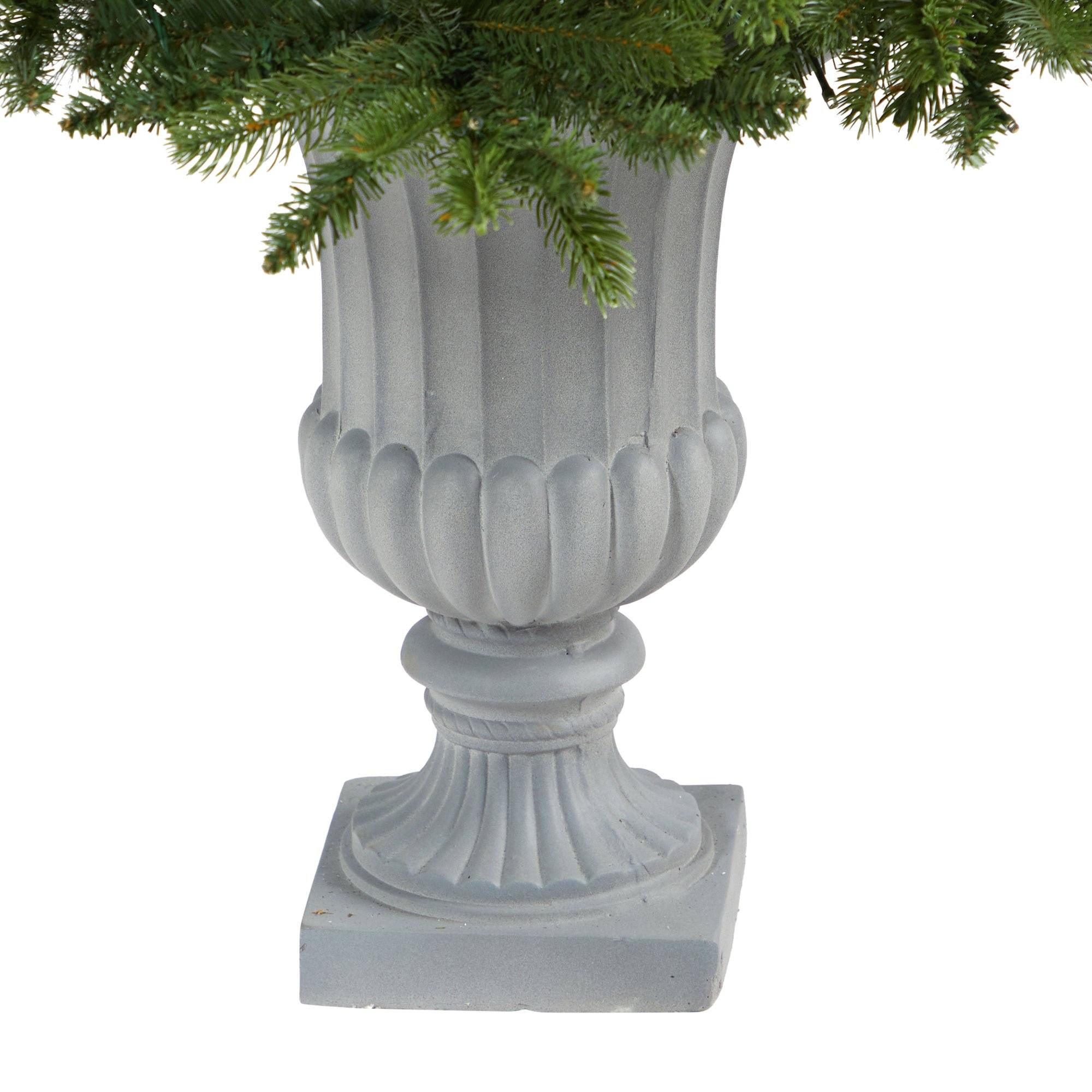 4.5’ Sierra Spruce “Natural Look” Artificial Christmas Tree with 150 Clear LED Lights in Decorative Urn