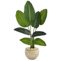 45” Travelers Palm Artificial Tree in Sand Colored Planter