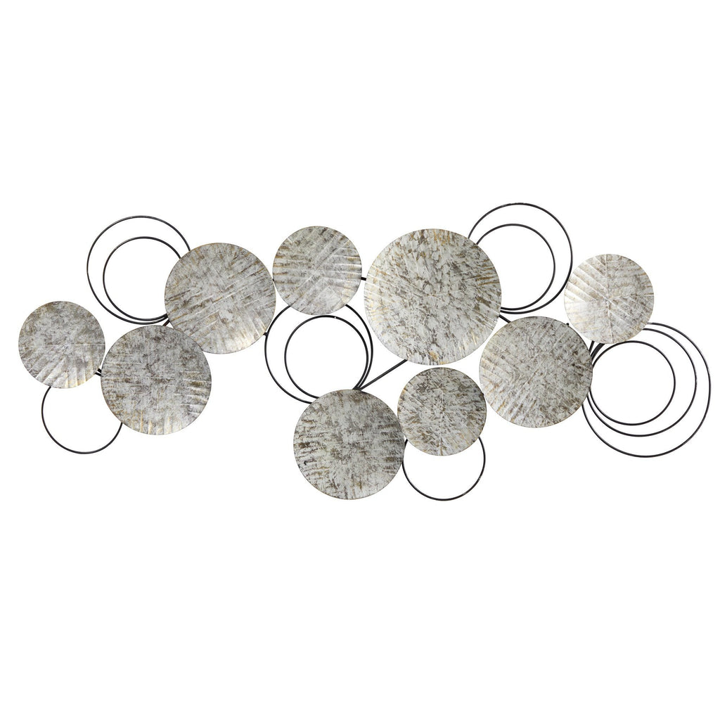 4.5’ x 2’ Galvanized Embossed Metal Discs Wall Art Decor