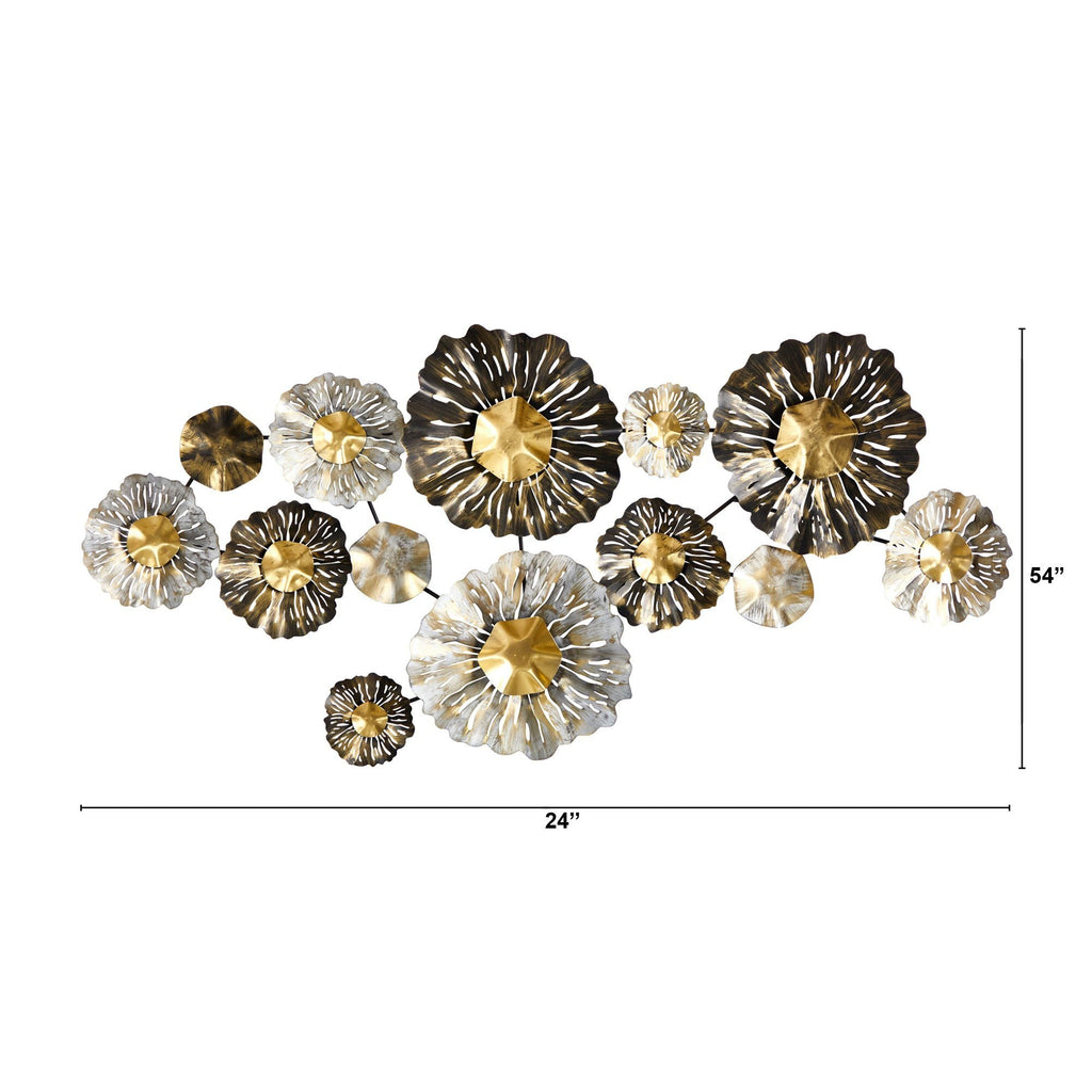 4.5’ x 2’ Layered Floral Metal Wall Art Decor