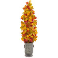 46” Autumn Maple Artificial Tree in Vintage Metal Planter