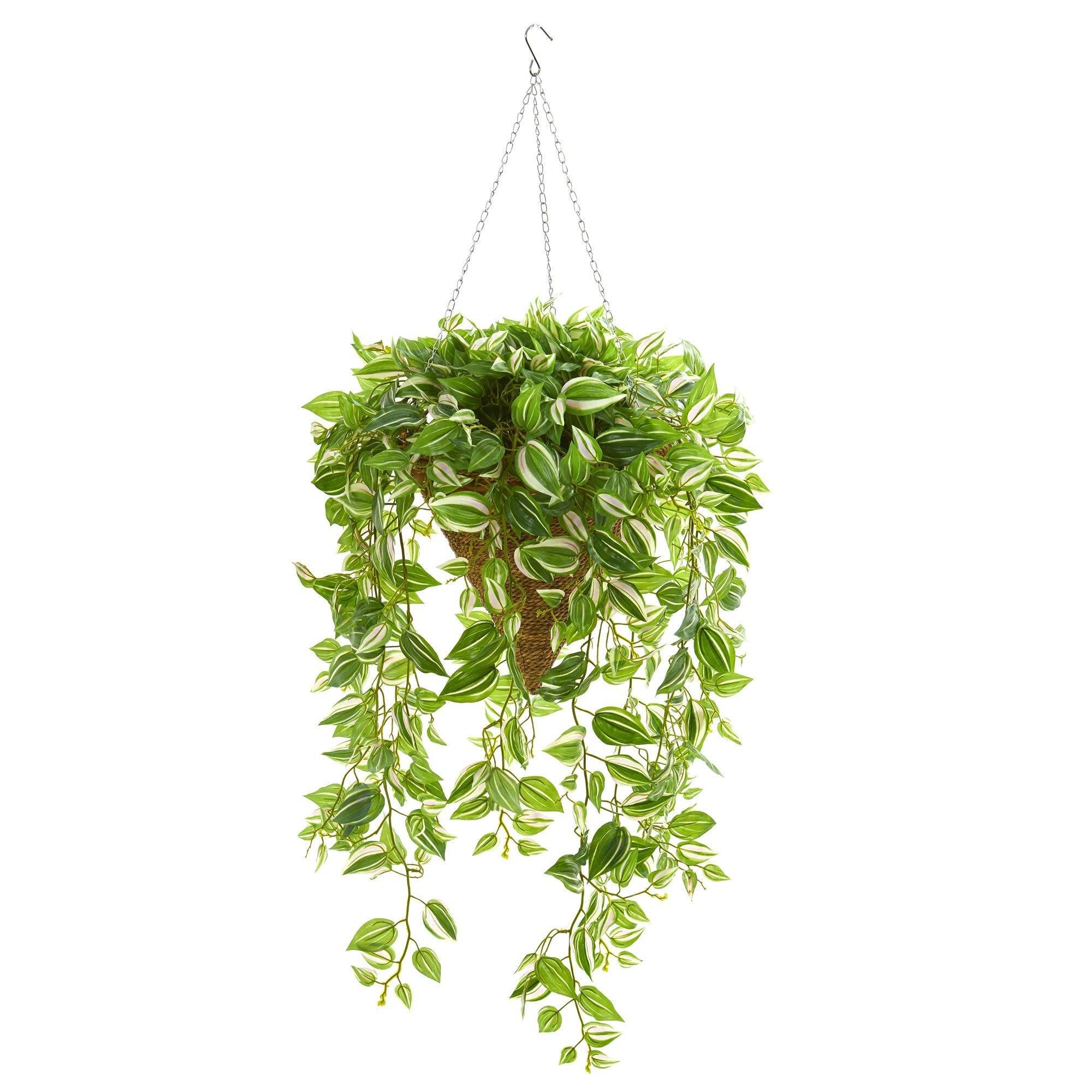 48” Wandering Jew Artificial Plant in Hanging Basket (Real Touch)