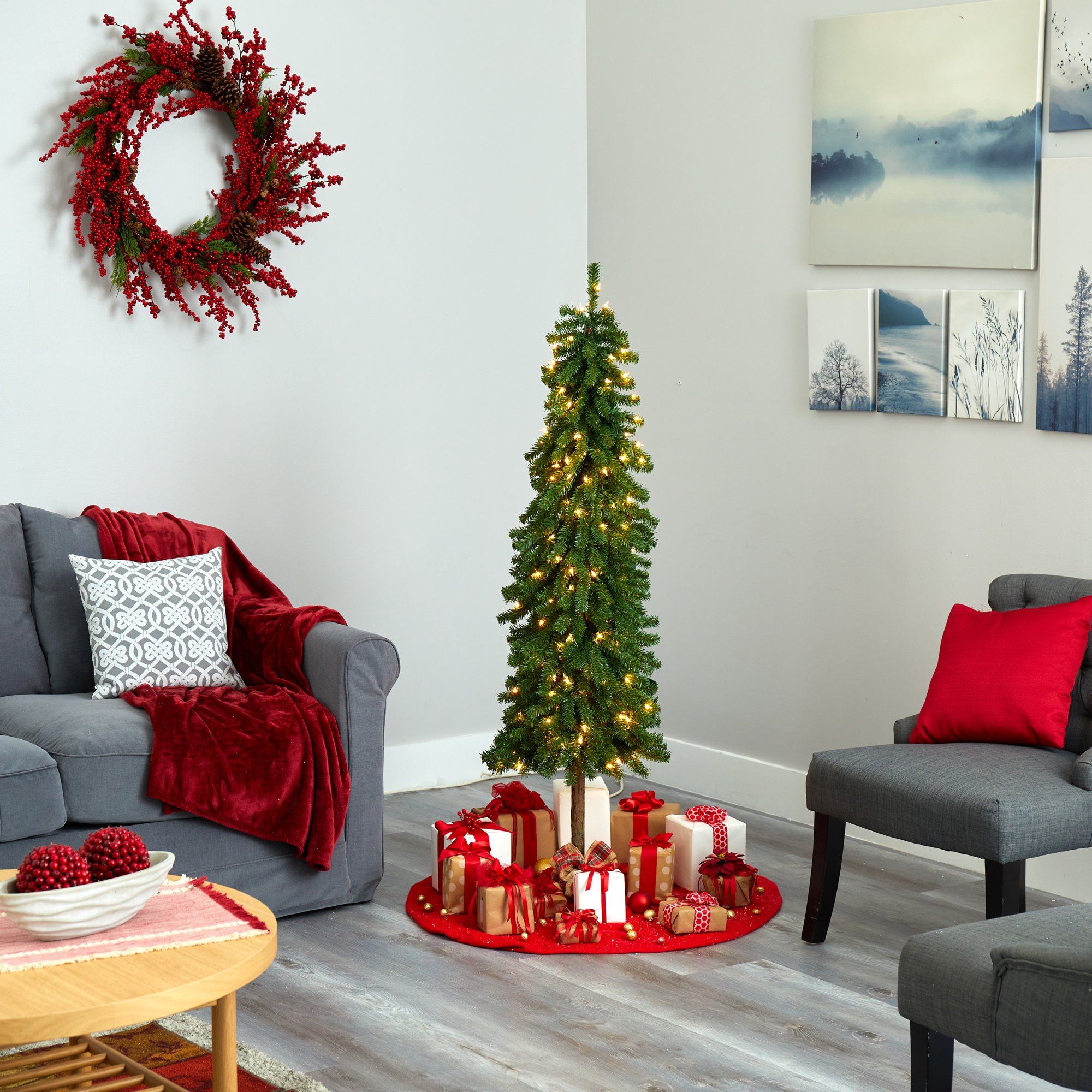 5' Alpine Artificial Christmas Tree with 150 Lights and 405 Bendable Branches