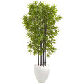5’ Bamboo Artificial Tree with Black Trunks in White Planter (Indoor/Outdoo)