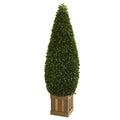 5’ Boxwood Cone Topiary Artificial Tree with Decorative Planter