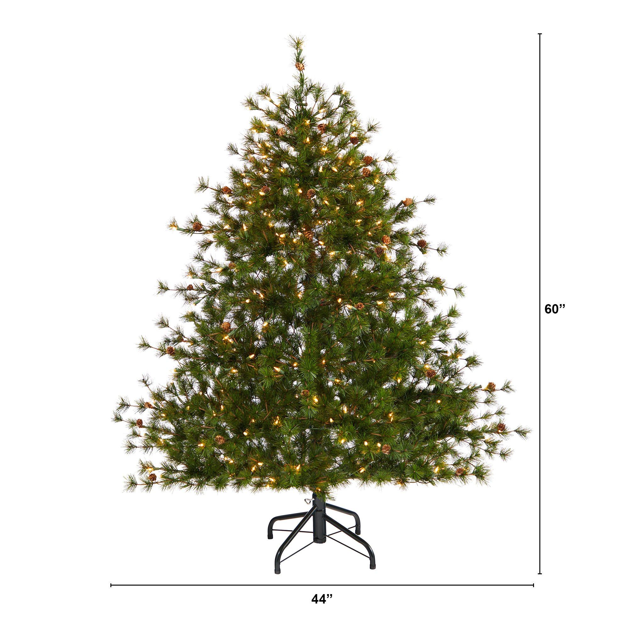 5’ Colorado Mountain Pine Artificial Christmas Tree with 250 Lights, 669 Branches and Pine Cones