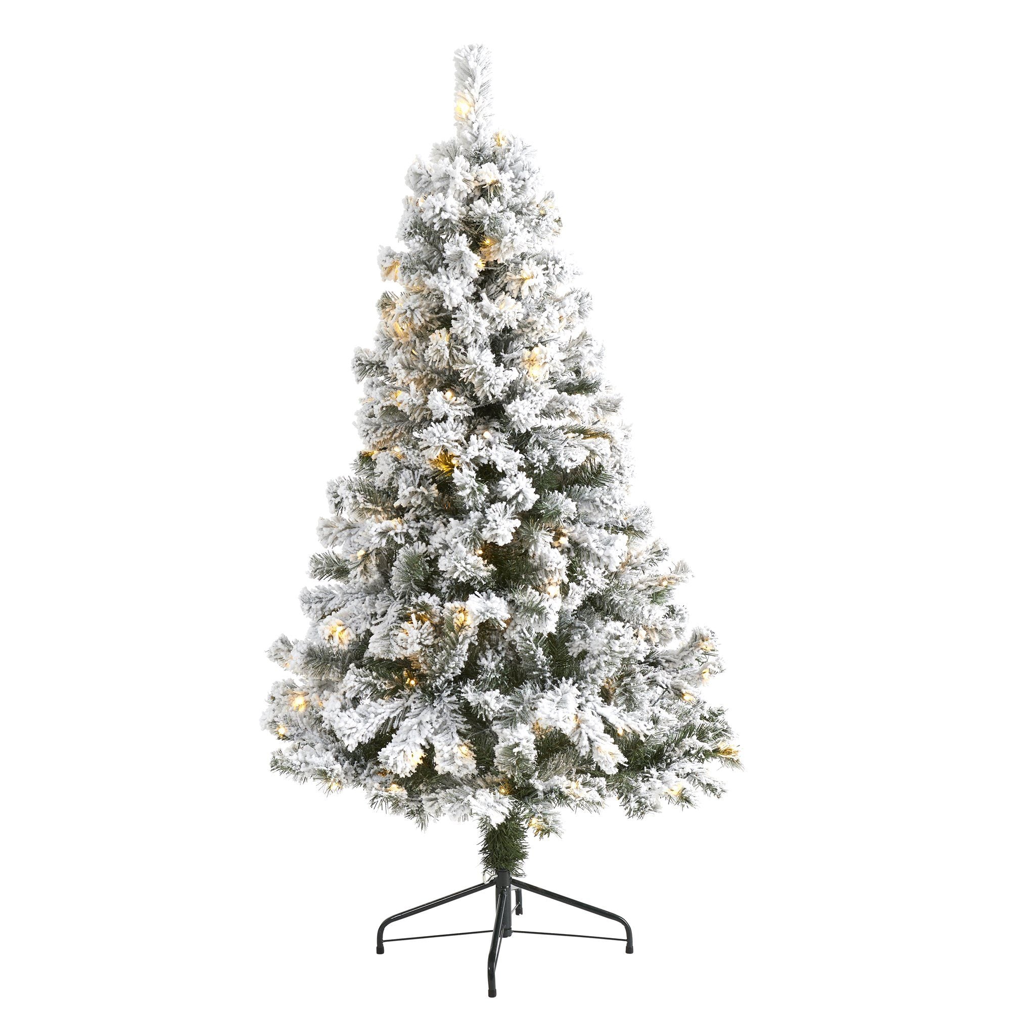 5' Flocked West Virginia Fir Artificial Christmas Tree with 150 LED Lights