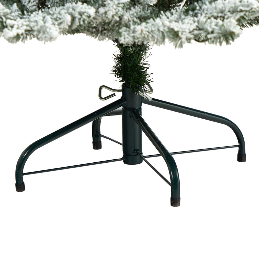 5’ Flocked West Virginia Spruce Christmas Tree with 200 Clear Lights and 604 Bendable Branches