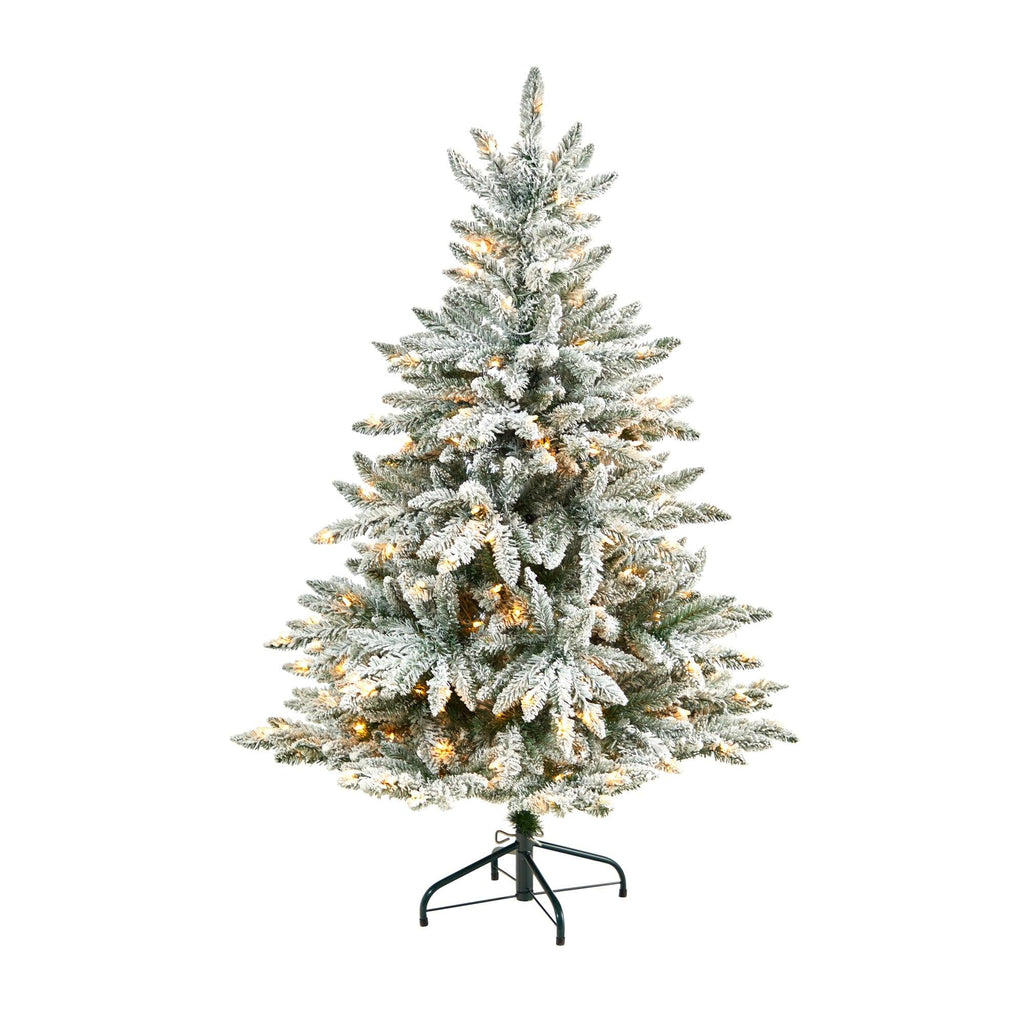 5’ Flocked West Virginia Spruce Christmas Tree with 200 Clear Lights and 604 Bendable Branches