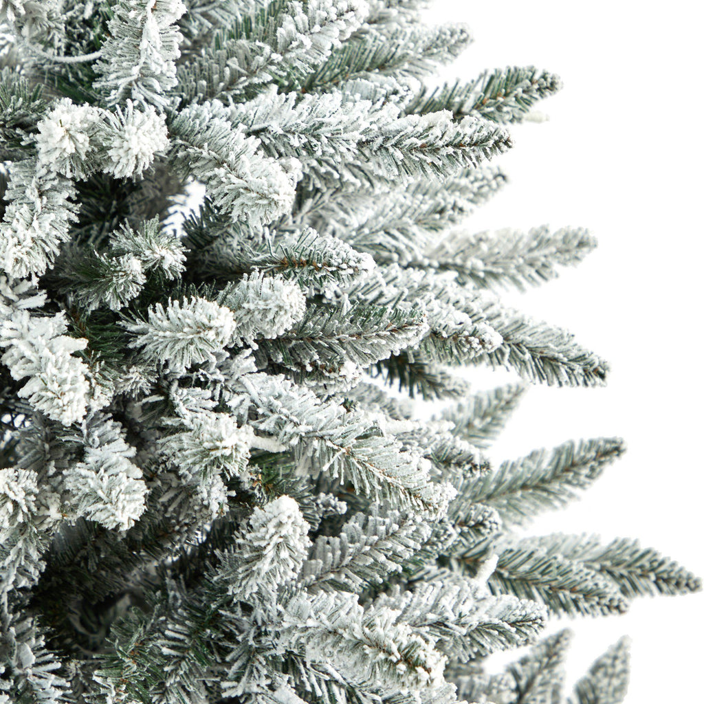 5’ Flocked West Virginia Spruce Christmas Tree with 200 Clear Lights and 604 Bendable Branches