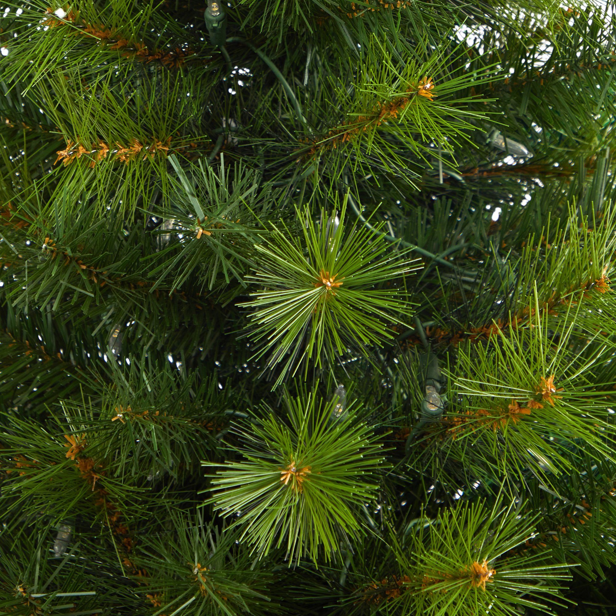 5’ Green Valley Pine Artificial Christmas Tree with 100 Warm White LED Lights and 201 Bendable Branches in Bronze Metal Planter