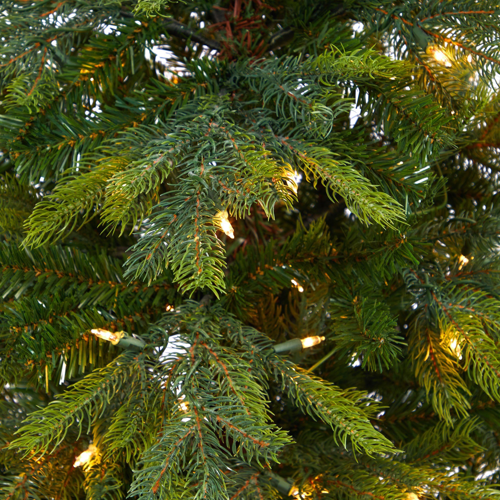 5’ North Carolina Spruce Artificial Christmas Tree with 100 Clear Lights and 207 Bendable Branches in White Planter with Stand