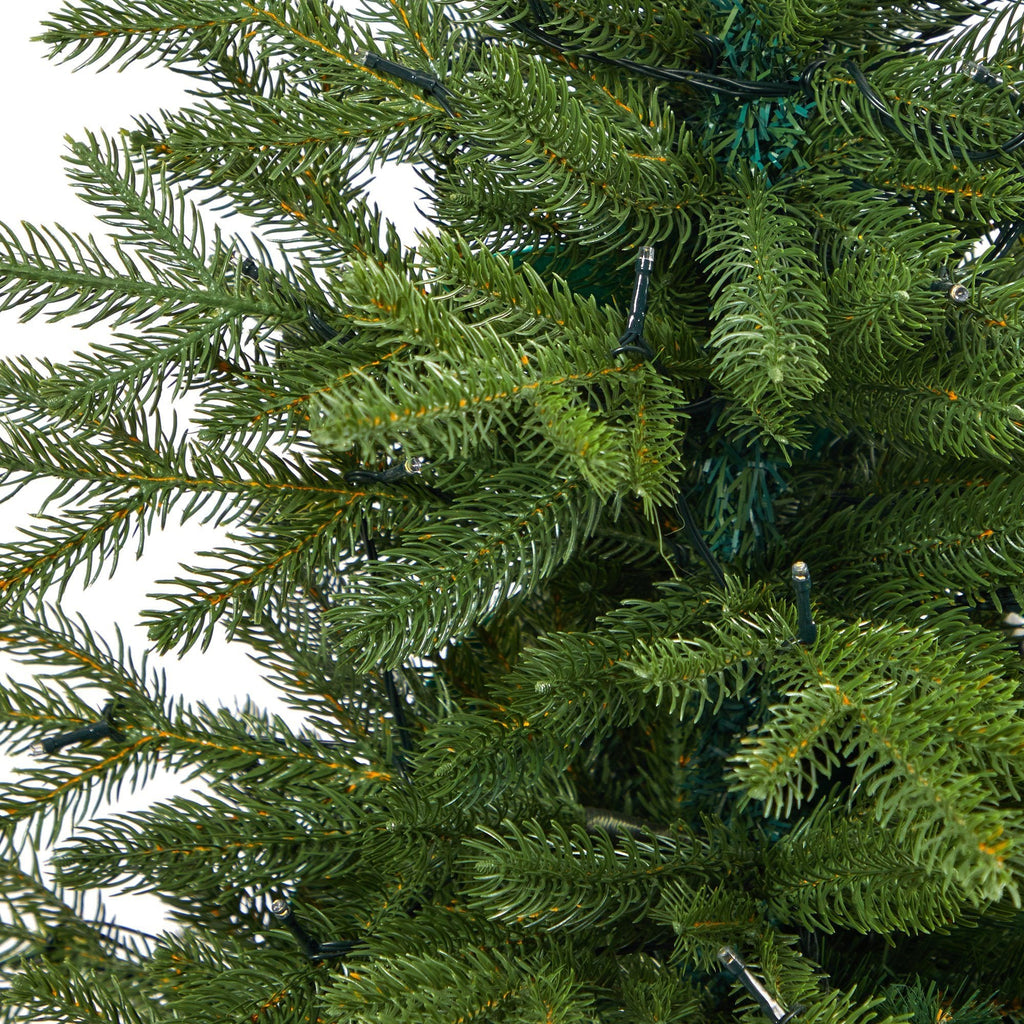 5’ Swedish Fir Artificial Christmas Tree with 160 Warm White LED Lights and 403 Bendable Branches in Tower Planter