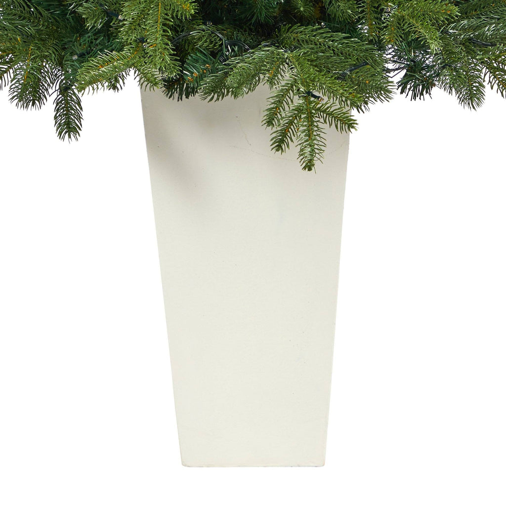5’ Swedish Fir Artificial Christmas Tree with 160 Warm White LED Lights and 403 Bendable Branches in Tower Planter