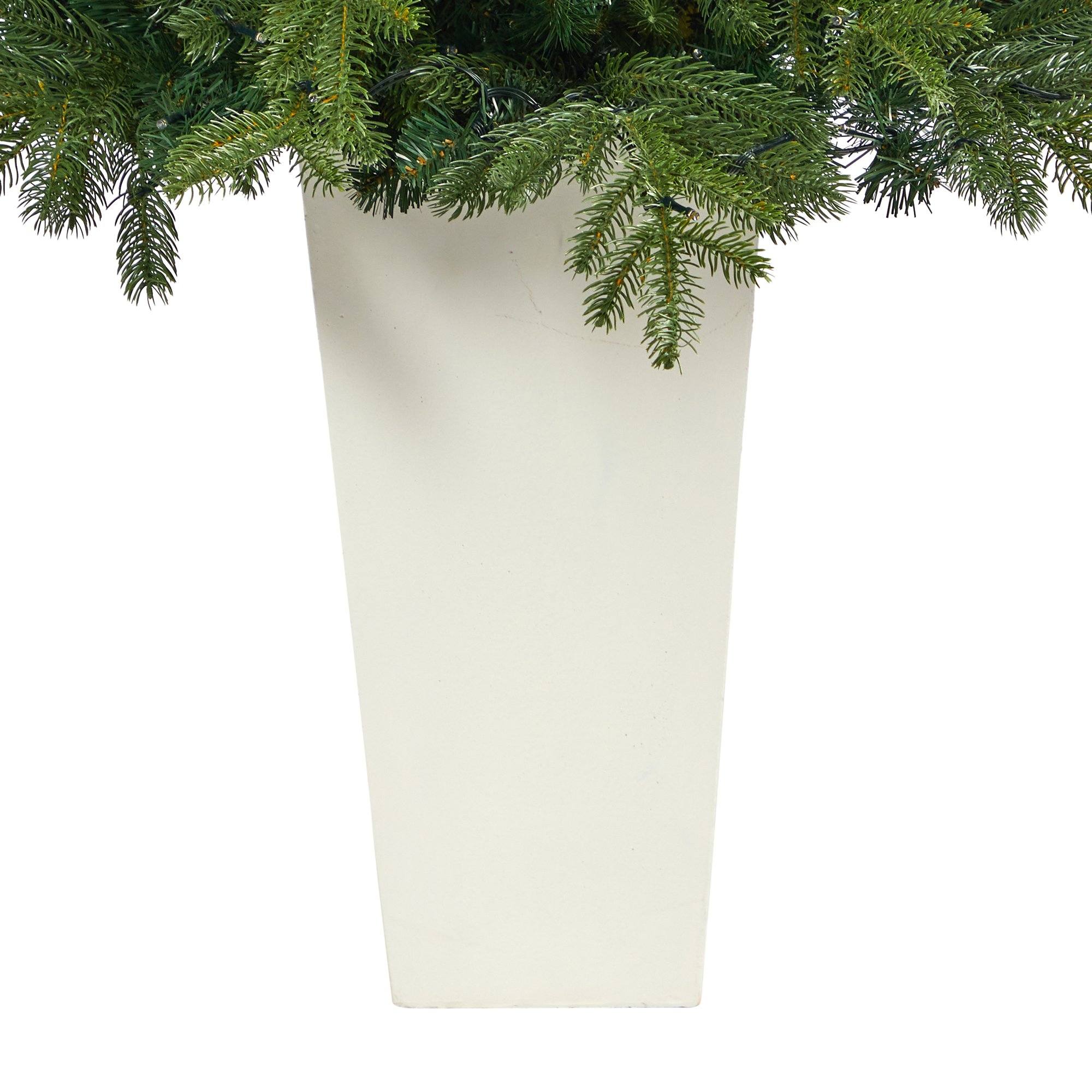 5’ Swedish Fir Artificial Christmas Tree with 160 Warm White LED Lights and 403 Bendable Branches in Tower Planter