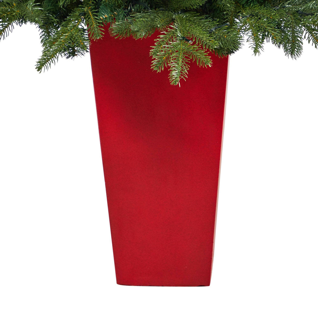 5’ Swedish Fir Artificial Christmas Tree with 160 Warm White LED Lights and 403 Bendable Branches in Tower Planter