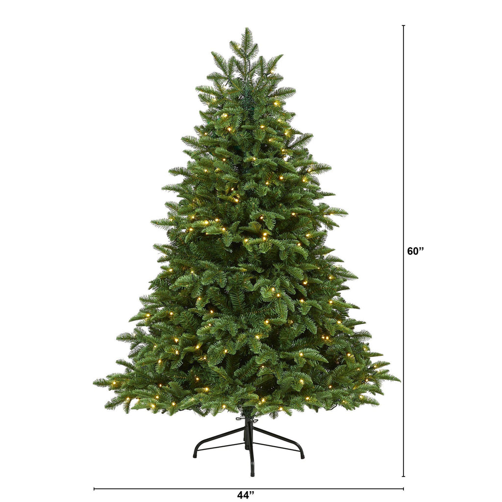 5’ Wyoming Fir Artificial Christmas Tree with 250 Clear LED Lights and 630 Bendable Branches
