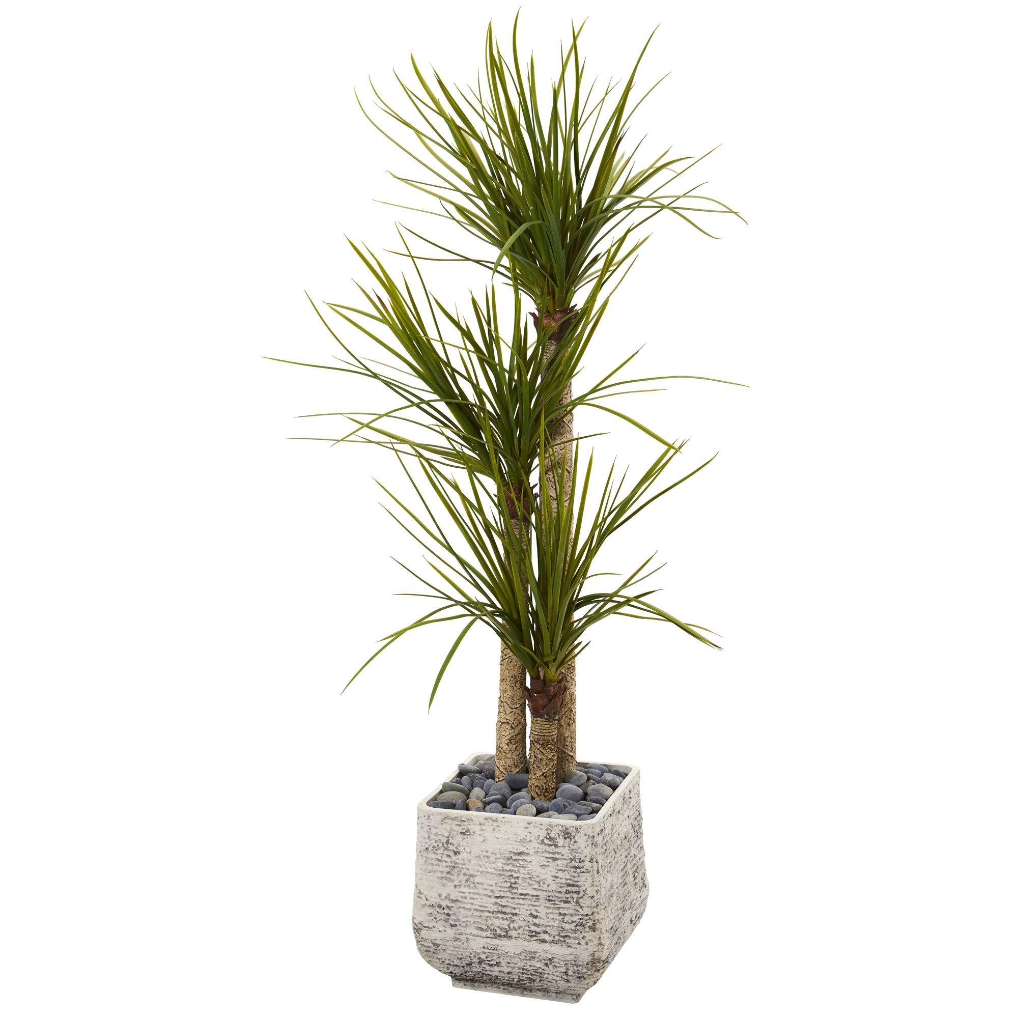 5’ Yucca Artificial Tree in White Planter