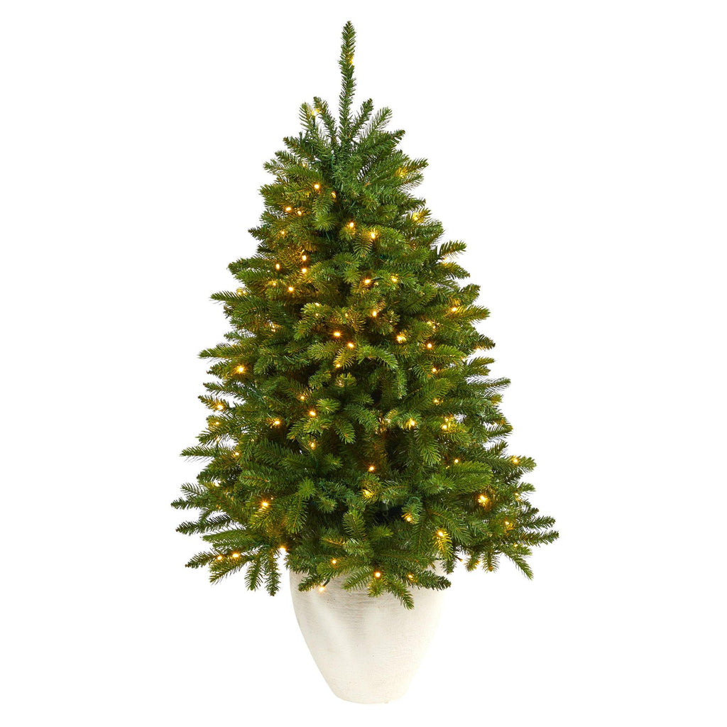 50” Sierra Spruce “Natural Look” Artificial Christmas Tree with 150 Clear LED Lights in White Planter