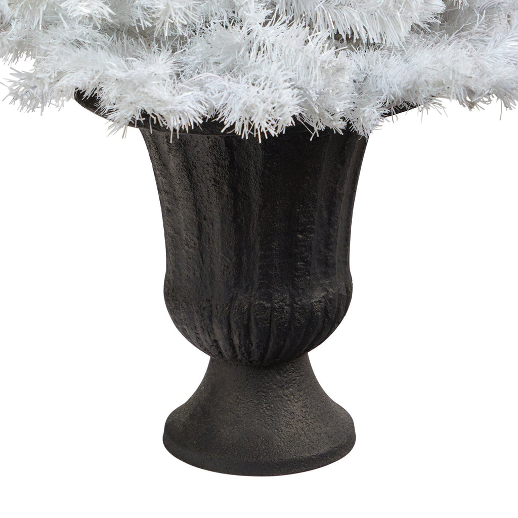 50” White Artificial Christmas Tree with 100 Clear LED Lights in Charcoal Planter