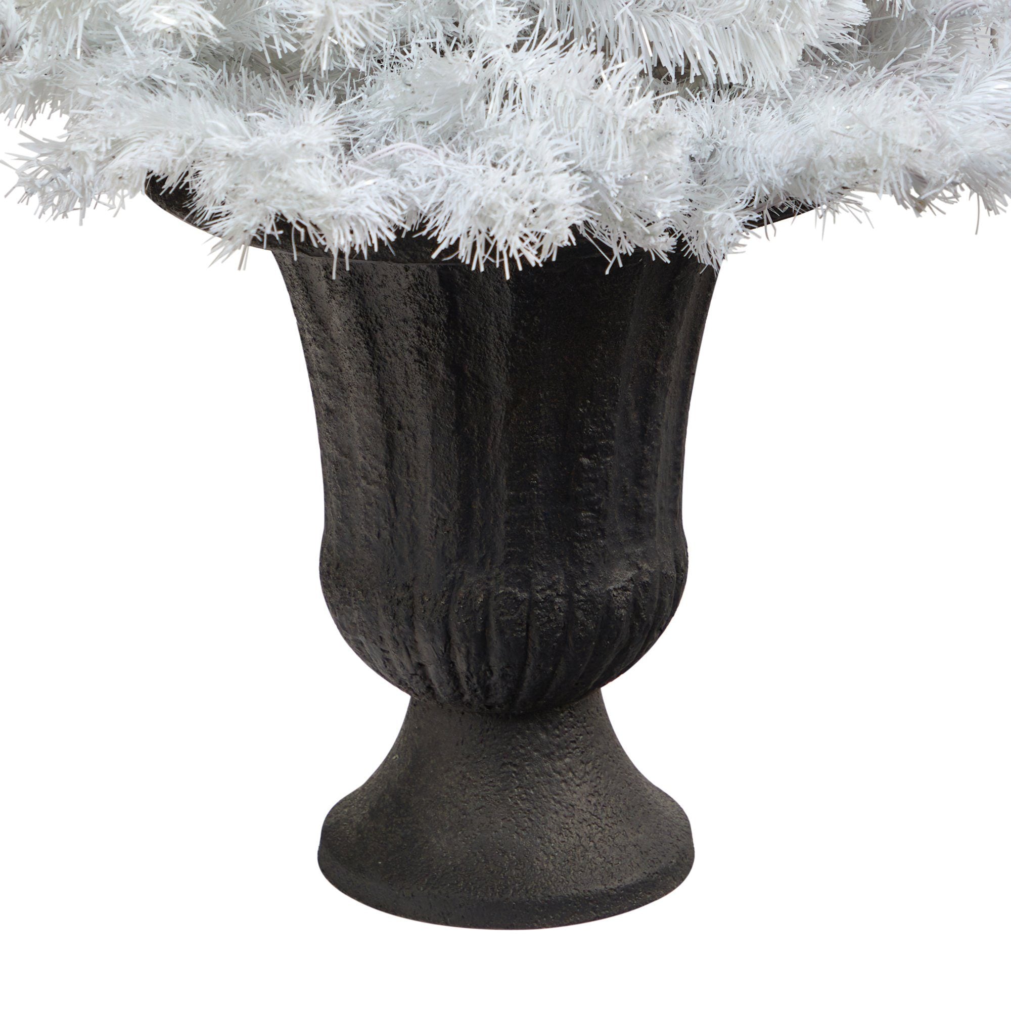 50” White Artificial Christmas Tree with 100 Clear LED Lights in Charcoal Planter