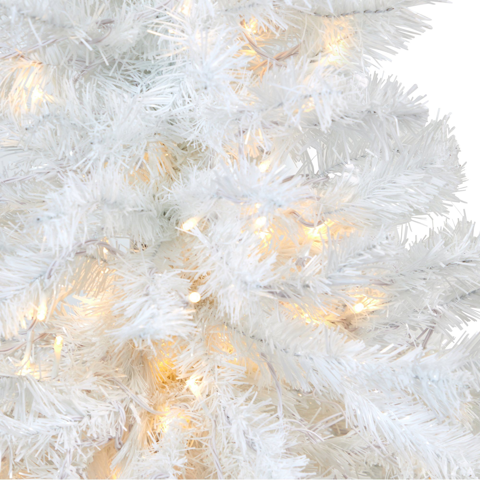 50” White Artificial Christmas Tree with 100 Clear LED Lights in Charcoal Planter