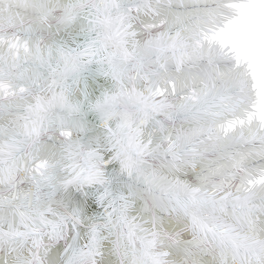 50” White Artificial Christmas Tree with 100 Clear LED Lights in Charcoal Planter