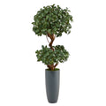 51” Sweet Bay Double Ball Topiary Artificial Tree in Gray Planter