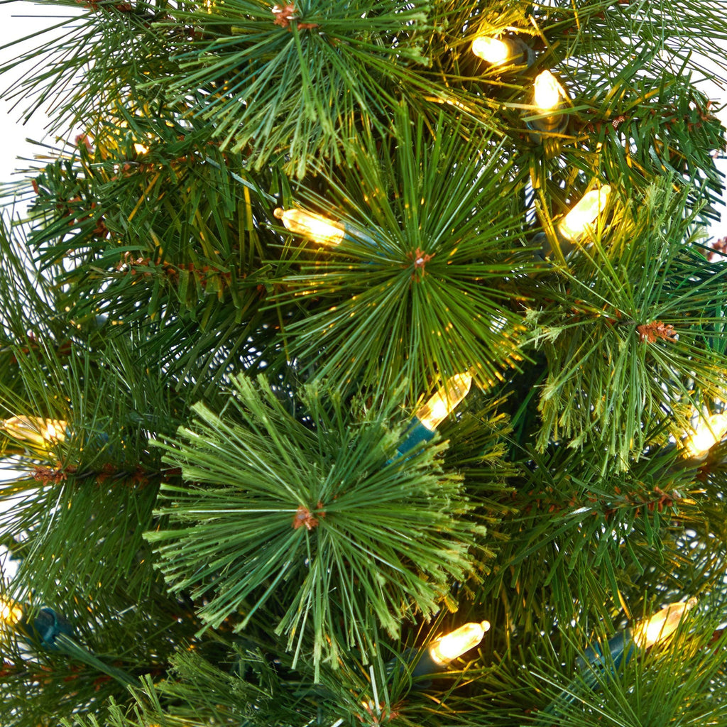 52” Green Pencil Artificial Christmas Tree with 100 Clear (Multifunction) LED Lights and 140 Bendable Branches in Sand Colored Urn