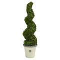 52” Spiral Hazel Leaf Artificial Topiary Tree in Decorative Planter (Indoor/Outdoor)