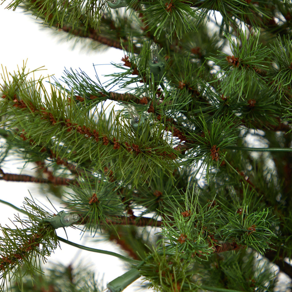 52” Vancouver Mountain Pine Artificial Christmas Tree with 100 Clear Lights and 374 Bendable Branches in Bronze Metal Planter