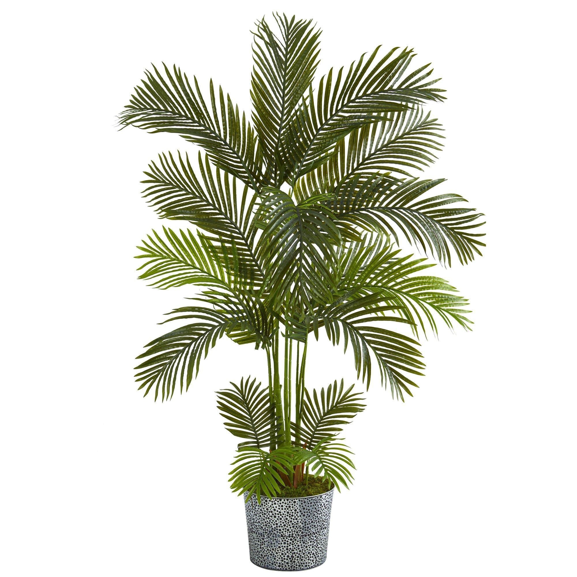 5.5' Areca Palm Artificial Tree in Embossed Black Tin Planter