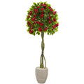 5.5’ Bougainvillea Topiary Artificial Tree in Sand Colored Planter