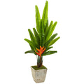 55” Traveler's Palm Artificial Tree in Country White Planter
