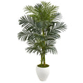 56” Golden Cane Artificial Palm Tree in White Planter