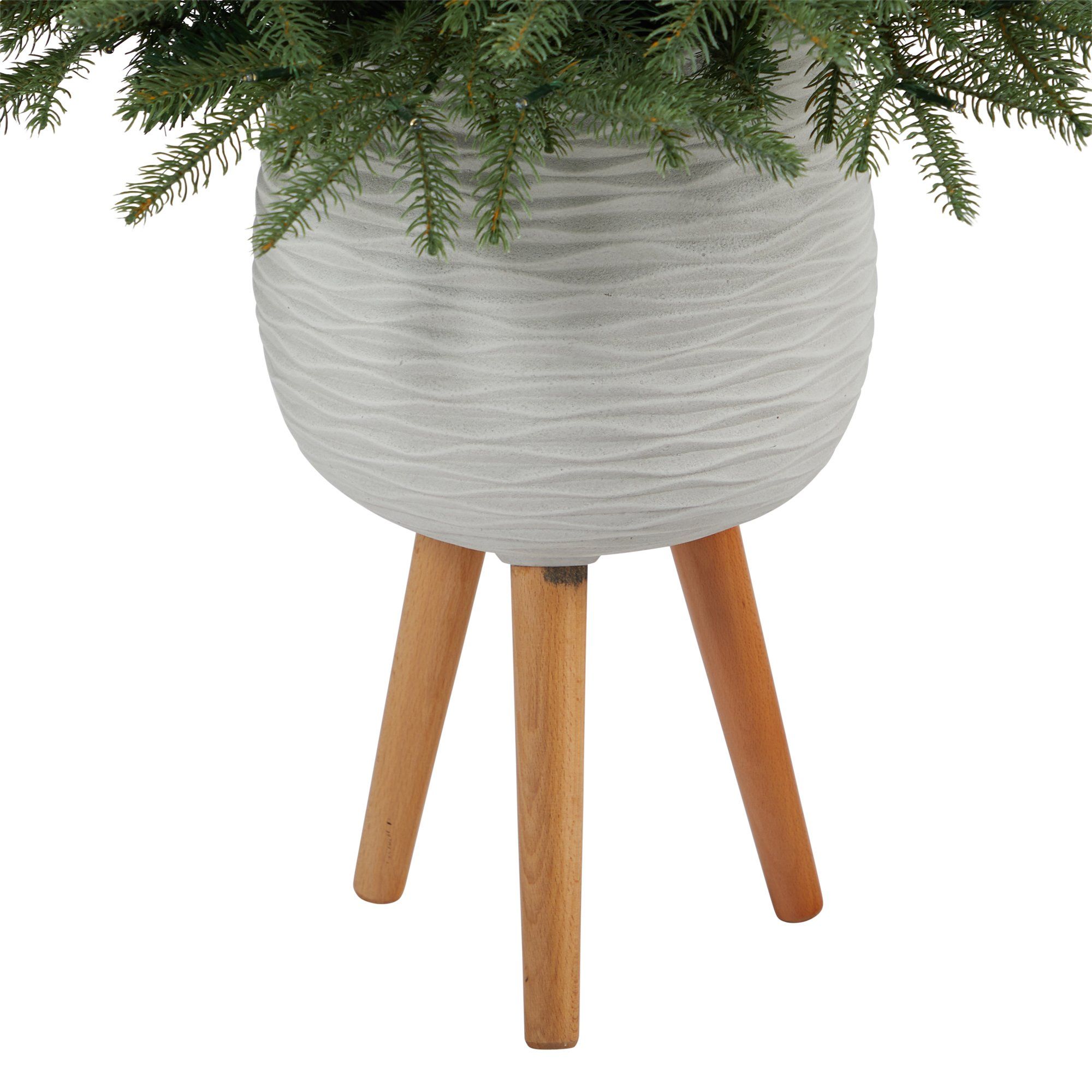 56” Vancouver Fir “Natural Look” Artificial Christmas Tree with 250 Clear LED Lights and 814 Bendable Branches in White Planter with Stand