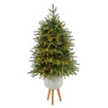 56” Vancouver Fir “Natural Look” Artificial Christmas Tree with 250 Clear LED Lights and 814 Bendable Branches in White Planter with Stand