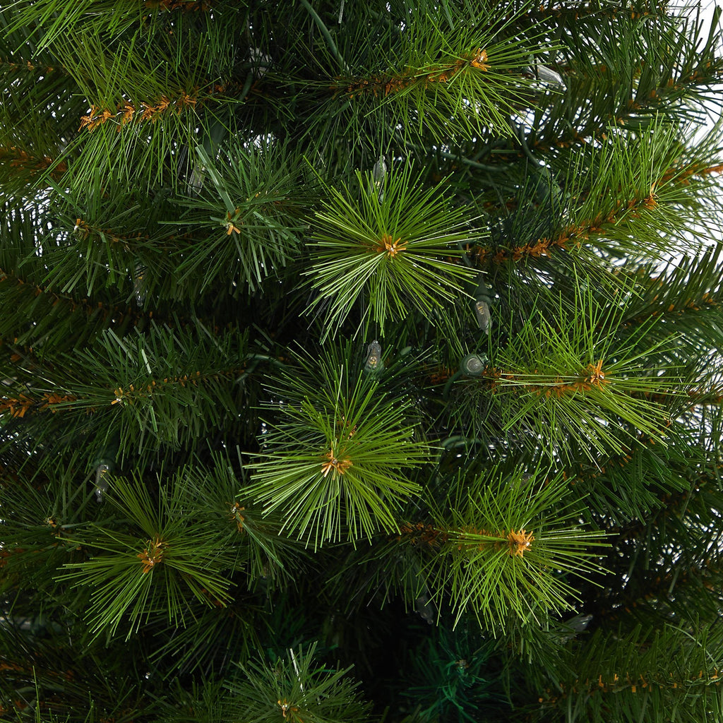 57” Green Valley Pine Artificial Christmas Tree with 100 Warm White LED Lights and 201 Bendable Branches in Tall White Planter