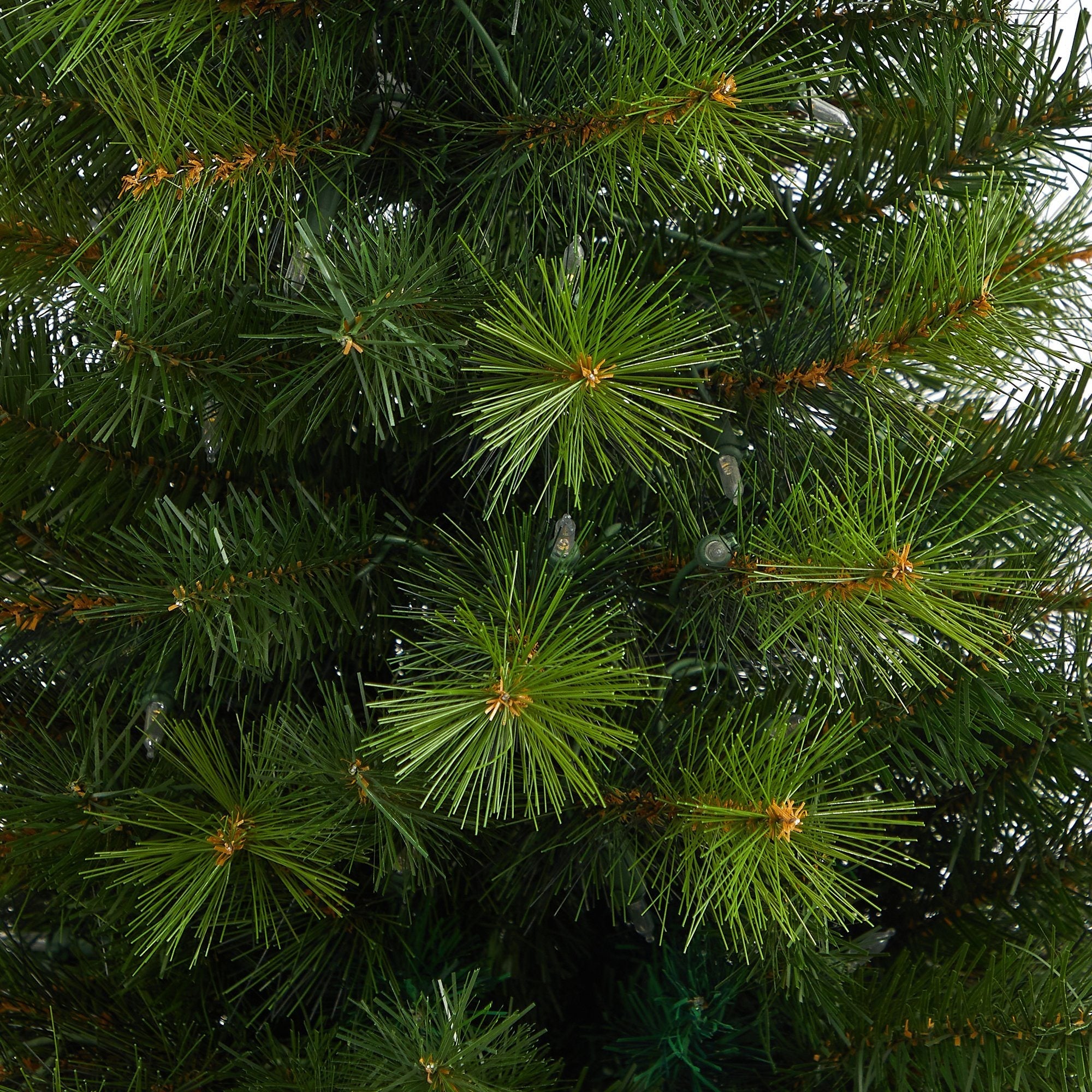 57” Green Valley Pine Artificial Christmas Tree with 100 Warm White LED Lights and 201 Bendable Branches in Tall White Planter