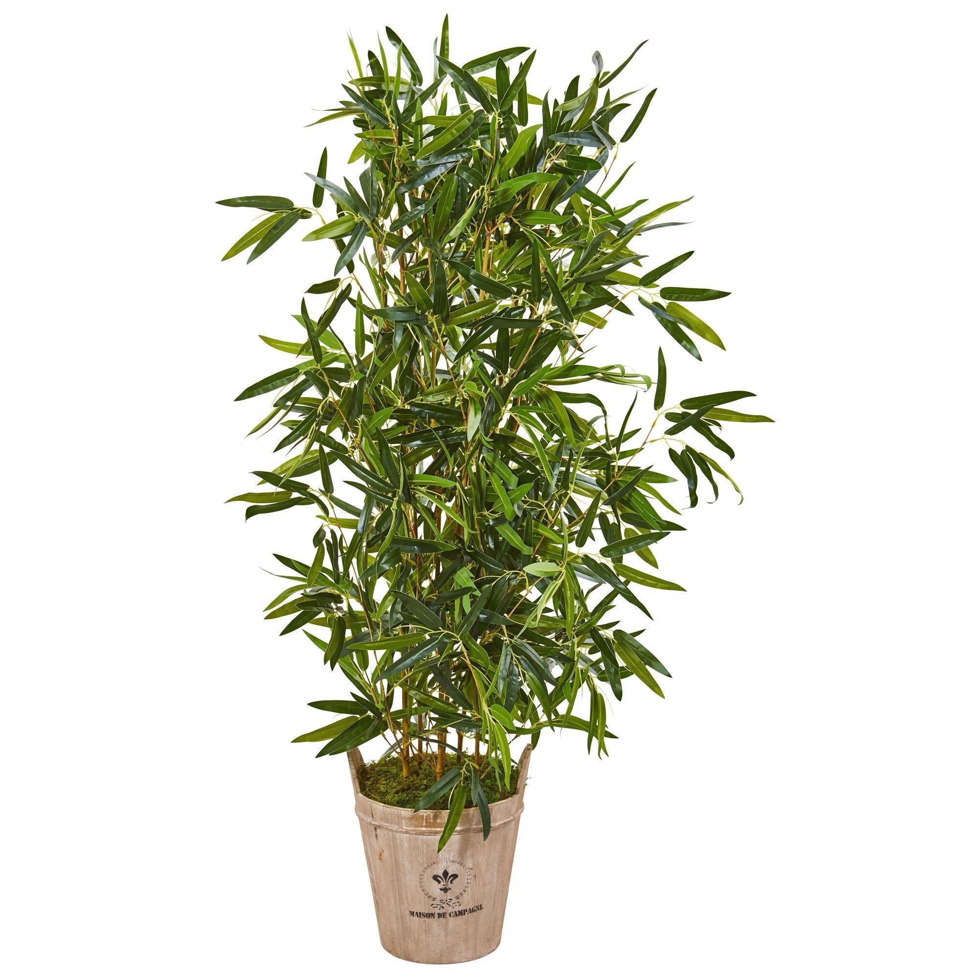 58” Bamboo Artificial Tree in Farmhouse Planter (Real Touch)