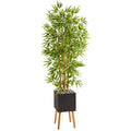 59” Bamboo Artificial Tree in Black Planter with Stand